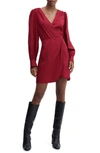 MANGO LONG SLEEVE FAUX WRAP MINIDRESS