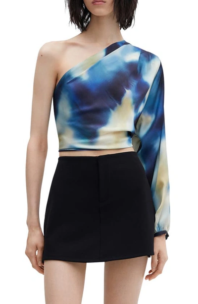 Mango Asymmetric Satin Blouse Night Blue