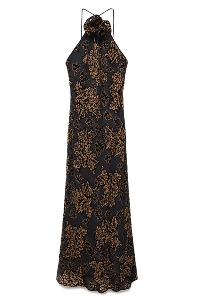 Mango Textured Jacquard Dress Black