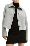 Mango Oversize Boxy Crop Jacket In Medium Heather Grey