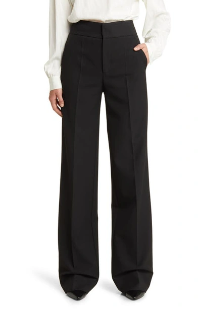 Frame High-rise Twill Wide-leg Trousers In Black