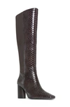 Donald Pliner Women's Leather Snake Embossed Tall Boots In Dark Brown