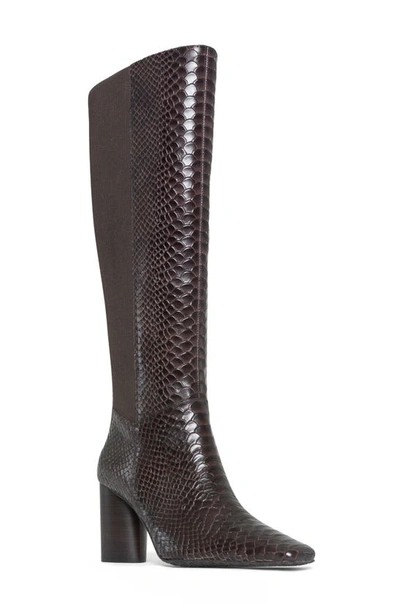 Donald Pliner Women's Leather Snake Embossed Tall Boots In Dark Brown