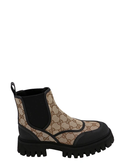 Gucci Gg Canvas Ankle Boots In Black