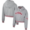 THE WILD COLLECTIVE THE WILD COLLECTIVE HEATHER GRAY ALABAMA CRIMSON TIDE CROPPED SHIMMER PULLOVER HOODIE