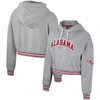 The Wild Collective Heather Gray Alabama Crimson Tide Cropped Shimmer Pullover Hoodie In Heather Gray