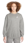 Nike Kids' Sportswear Club Fleece Sweatshirt In Dark Grey Heather/ White