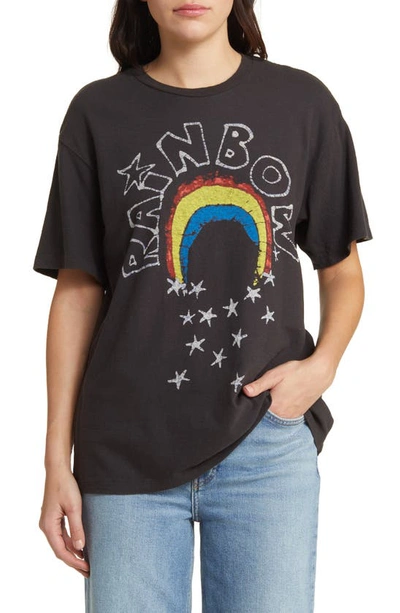 Re/done 90's Rainbow Cotton T-shirt In Washed Black