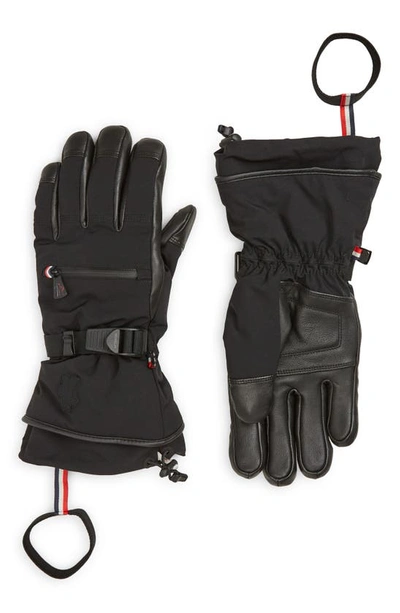 Moncler Men's Grenoble Leather Gloves In Black