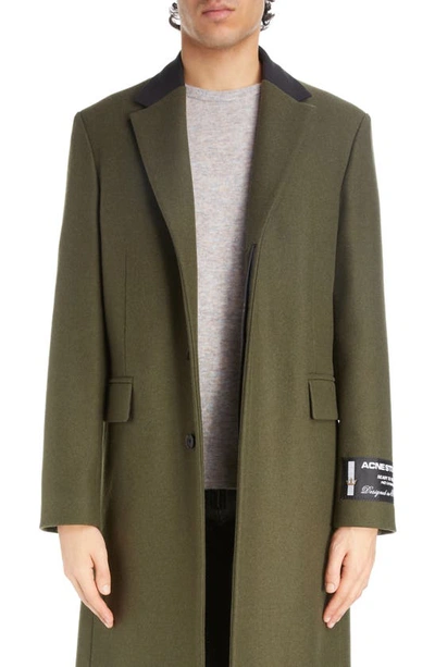 Acne Studios Green Single-breasted Coat In Green Melange