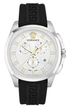 VERSACE GEO SILICONE STRAP CHRONOGRAPH WATCH, 43MM