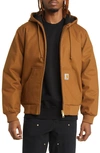 Carhartt Logo-patch Cotton Hooded Jacket In Hamilton Brown Rigid