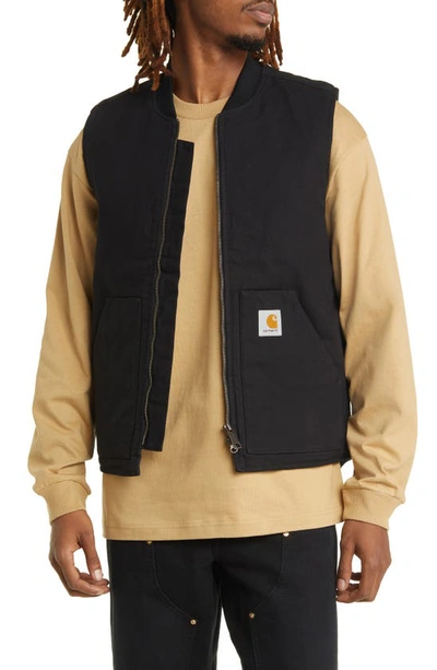 Carhartt Logo-patch Zipped Waistcoat In Blue