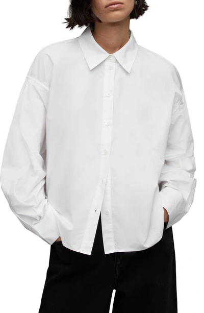 Allsaints Eliana Cotton Cut Out Shirt In White