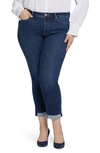Nydj Plus Margot Girlfriend Womens Cuffed Distressed High-waist Jeans In Blue
