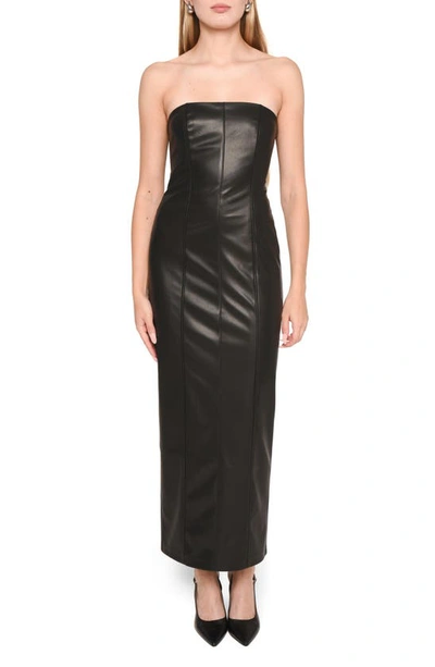 slim fit dress slacks Strapless Women Faux Leather Mini Dress 2XL / Brown main image 1