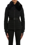 Moncler Plantrey Hooded Belted Faux Fur-trimmed Quilted Shell Down Jacket In Black