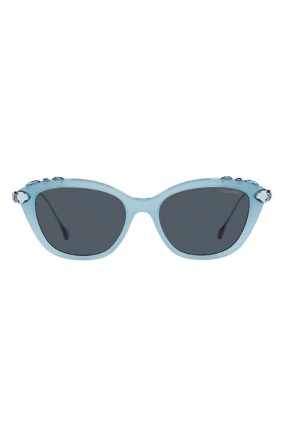 Swarovski Crystal-embellished Metal Cat-eye Sunglasses In Opal Light Blue