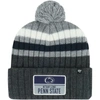 47 '47 CHARCOAL PENN STATE NITTANY LIONS STACK STRIPED CUFFED KNIT HAT WITH POM