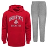 OUTERSTUFF INFANT SCARLET/GRAY OHIO STATE BUCKEYES PLAY-BY-PLAY PULLOVER FLEECE HOODIE & PANTS SET