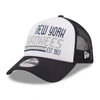New Era Men's White/navy New York Yankees Stacked A-frame Trucker 9forty Adjustable Hat In White