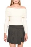 Wayf Womens Drapey Long Sleeve Off The Shoulder In Ivory