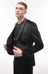 Topman Skinny Velvet Blazer In Black In Black