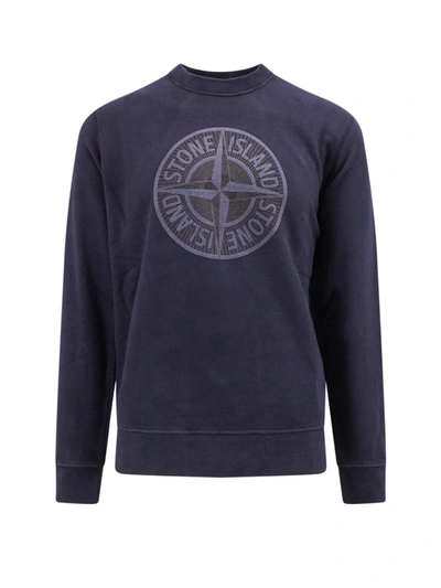 Stone Island Logo Embroidered Crewneck Sweatshirt In Black