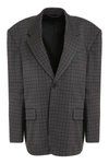 Balenciaga Tailored Single-breasted Houndstooth Blazer In Grey