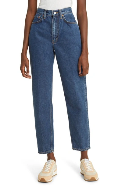 Re/done Taper High-rise Tapered Jeans In Blue