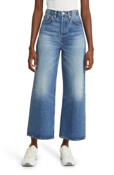 Re/done Cropped High-rise Wide-leg Organic Jeans In Speedway