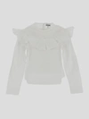 Ganni Cotton Poplin Frill Blouse Bright White In Brightwhite