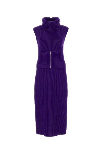 Jil Sander Chic Wool Blend Sweater Dress In Purple