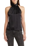 Frame Black Halterneck Silk Blouse In Black