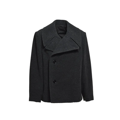 Lemaire Short Wool Caban Jacket In Black