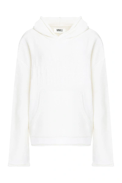 Mm6 Maison Margiela Knitted Hoodie In Beige