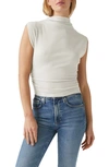 MICHAEL STARS AMARA RUCHED COWL NECK RIB T-SHIRT