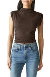 MICHAEL STARS AMARA RUCHED COWL NECK RIB T-SHIRT