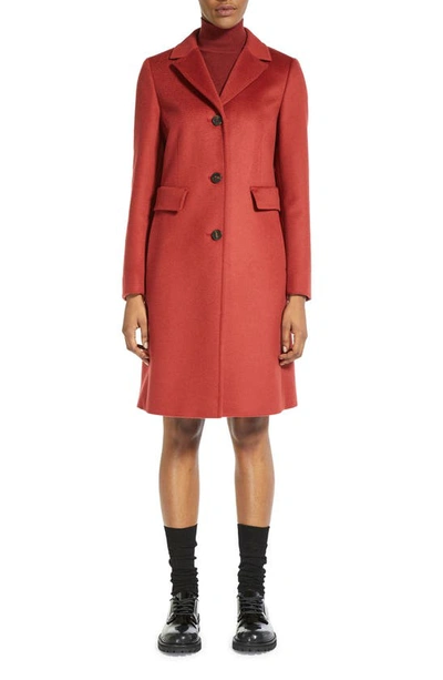 Weekend Max Mara Single-breasted Pick Stitch Wool Coat In Red