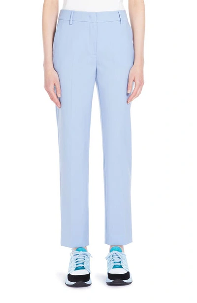 Weekend Max Mara Cropped Straight-leg Stretch Wool Pants In Light Blue