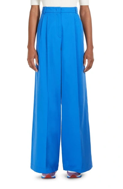 Weekend Max Mara Womens Cornflower Blue Quenty Wide-leg High-rise Stretch-cotton Trousers