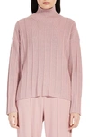 MAX MARA BEIRA HIGH-LOW VIRGIN WOOL RIB SWEATER