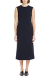 Max Mara Sleeveless A-line Jersey Midi Dress In Navy