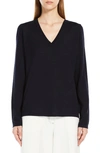 Max Mara Cavour V-neck Virgin Wool Sweater In Navy