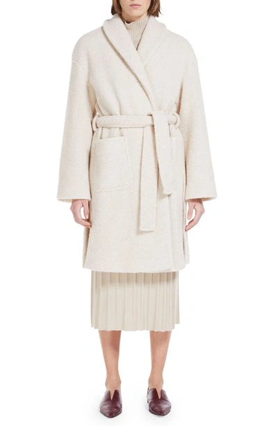 Max Mara Amie Wool Wrap Coat In Ecru