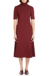 Max Mara Women's Cady Mock Turtleneck Midi-dress In Brick Red