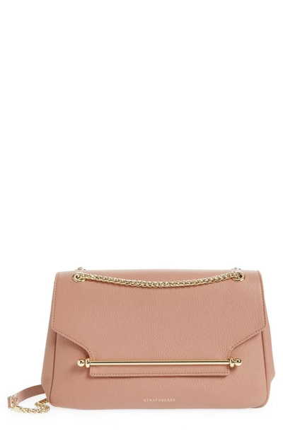 Strathberry East-west Leather Chain Shoulder Bag In Mushroom