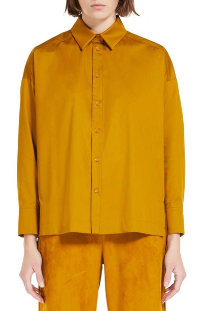 Max Mara Button-down Cotton Poplin Shirt In Ochre