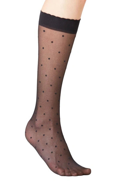 Falke Polka Dot Knee-high Knitted Socks In 3009 Black