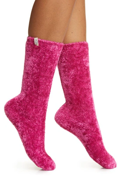 Ugg Leda Cozy Crew Socks In Solferino Pink